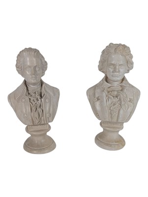 Lot 205 - PAIR OF PLASTER BUSTS - BEETHOVEN & MOZART