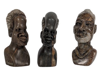 Lot 209 - COLLECTION OF AFRICAN TRIBAL CARVED SOAPSTONE BUST - STUDIES