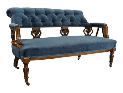 Lot 1060 - LATE VICTORIAN MAHOGANY SALON SOFA SETTEE