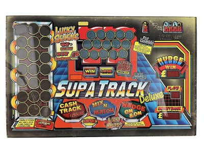 Lot 175 - SUPA TRACK DELUXE - LATE 20TH CENTURY FRUIT MACHINE GLASS PANEL