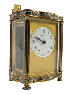 Lot 110 - MAPPIN & WEBB, LONDON - FRENCH 19TH CENTURY CHAMPLEVE ENAMEL CARRIAGE CLOCK