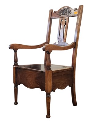 Lot 1105 - VICTORIAN 19TH CENTURY MAHOGANY COMMODE ARMCHAIR