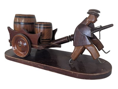 Lot 21 - 1930S EARLY 20TH CENTURY WOODEN MODEL OF CHINESE WORKERS PULLING A CART