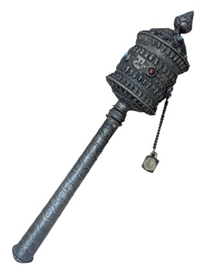 Lot 214 - EARLY 20TH CENTURY TIBETAN PRAYER WHEEL