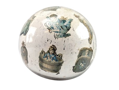 Lot 123 - VICTORIAN 19TH CENTURY DECALCOMANIA GLASS GLOBE