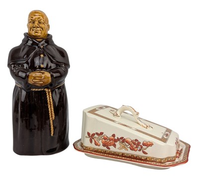 Lot 47 - 20TH CENTURY SPODE COPELAND INDIA TREE LIDDED CHEESE DISH & A DECANTER