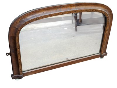 Lot 1102 - 19TH CENTURY INLAID OVER MANTEL MIRROR