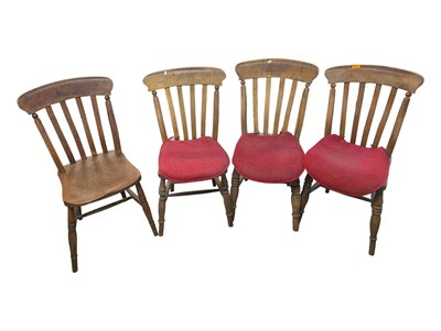 Lot 1099 - FOUR VICTORIAN COUNTRY FARMHOUSE WINDSOR DINING CHAIRS