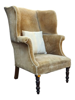 Lot 1076 - 19TH CENTURY VICTORIAN WING BACK ARMCHAIR