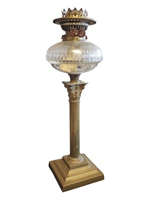 Lot 252 - 19TH CENTURY VICTORIAN YOUNG SPECIAL CORINTHIAN COLUMN OIL LAMP