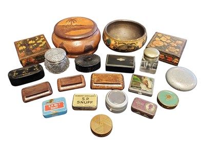 Lot 282 - COLLECTION OF 20TH CENTURY TRINKET / SNUFF POTS, INKWELLS, COMPACT CASES, ETC
