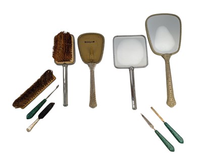 Lot 76 - TWO SETS OF VINTAGE DRESSING TABLE SET & 3PC SHAGREEN MANICURE SET