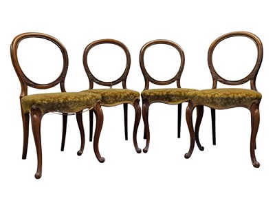 Lot 435 - FOUR 19TH CENTURY ROSEWOOD BALLOON-BACK DINING CHAIRS