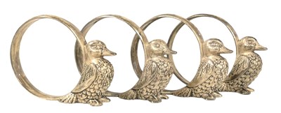 Lot 56 - SET OF FOUR SILVER PLATED BIRD NAPKIN RINGS BY SILEA