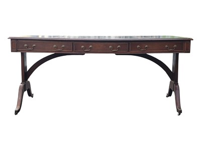 Lot 1111 - ENGLISH LATE 19TH CENTURY MAHOGANY & LEATHER PARTNER'S LIBRARY WRITING TABLE