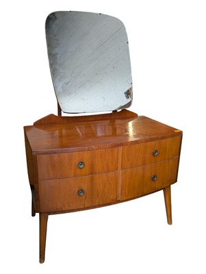 Lot 900 - 1950S POST WAR ART DECO - MID CENTURY WALNUT DRESSING CHEST OF DRAWERS
