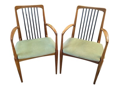 Lot 906 - GORDON RUSSELL MANNER - PAIR OF RETRO DESIGNER TEAK ARMCHAIRS
