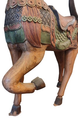 Lot 483 - VINTAGE MIDDLE EASTERN INSPIRED CARVED WOOD CAROUSEL STYLE HORSE