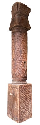 Lot 431 - LARGE CARVED WOOD ARCHITECTURAL NORTH AFRICAN PILLAR COLUMN