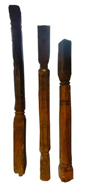 Lot 509 - ARCHITECTURAL SALVAGE -CARVED WOOD NORTH AFRICAN INSPIRED PILLARS COLUMNS