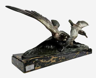 Lot 122 - GEORGES HENRI LAURENT (1880-1940) - ART DECO PATINATED BRONZE SEAGULLS SCULPTURE