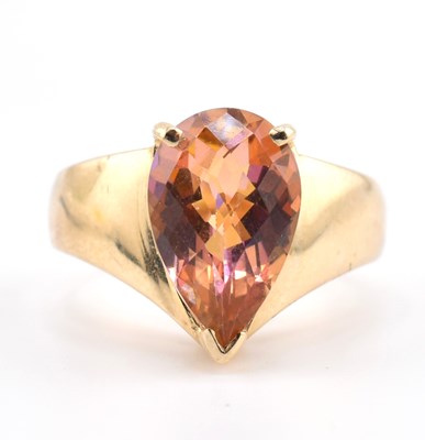 Lot 273 - HALLMARKED 9CT GOLD & MYSTIC TOPAZ RING