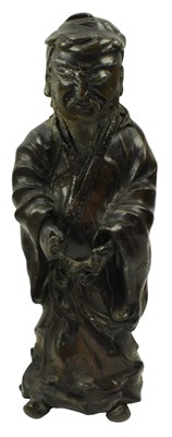 Lot 84 - 19TH CENTURY JAPANESE MEIJI PERIOD BRONZE SCULPTURE OF A SCHOLAR