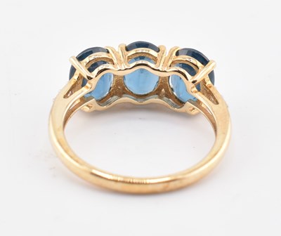 Lot 323 - HALLMARKED 9CT GOLD ORISSA KYANITE & WHITE ZIRCON RING