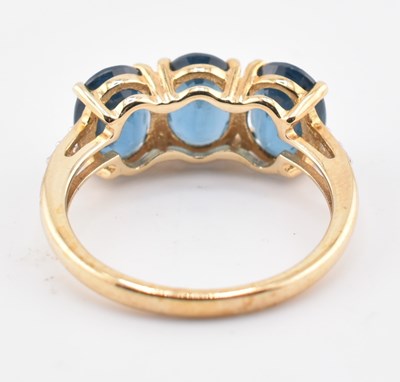 Lot 323 - HALLMARKED 9CT GOLD ORISSA KYANITE & WHITE ZIRCON RING