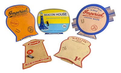 Lot 202 - TOBACCIANA / PIPE DISPLAYS - FIVE EARLY TO MID CENTURY DIE-CUT SHOWCARDS