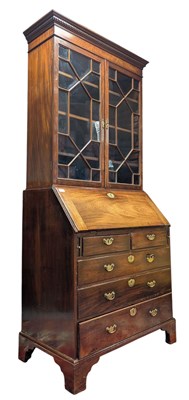 Lot 530 - GEORGE III 19TH CENTURY MAHOGANY BUREAU BOOKCASE
