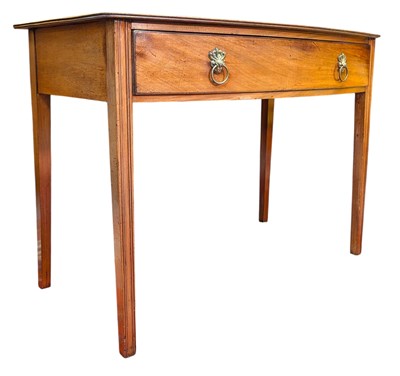 Lot 524 - VICTORIAN 19TH CENTURY MAHOGANY BOW FRONT WRITING TABLE DESK
