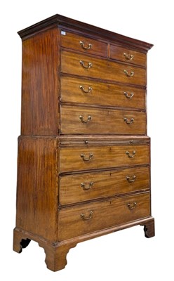 Lot 520 - GEORGE III 19TH CENTURY MAHOGANY TALLBOY CHEST ON CHEST OF DRAWERS