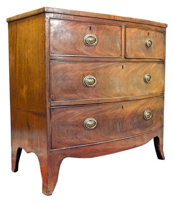 Lot 528 - GEORGE III 19TH CENTURY MAHOGANY BOW FRONT CHEST OF DRAWERS
