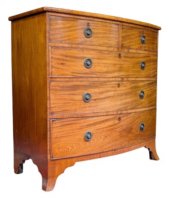 Lot 540 - GEORGE III 19TH CENTURY MAHOGANY BOW FRONT CHEST OF DRAWERS