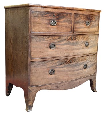 Lot 544 - GEORGE III 19TH CENTURY MAHOGANY BOW FRONT CHEST OF DRAWERS