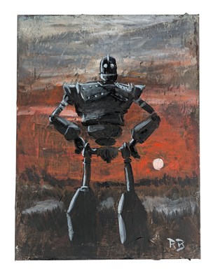 Lot 3 - IRON GIANT - ORIGINAL SIGNED PAINTING BY RICHARD BAZLEY