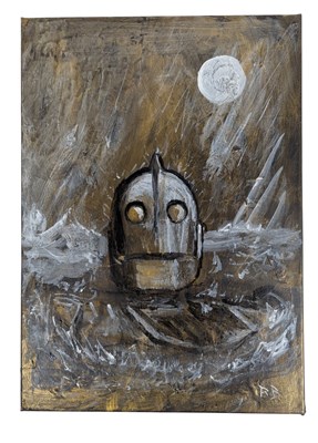 Lot 10 - THE IRON GIANT - ORIGINAL SIGNED PAINTING BY RICHARD BAZLEY