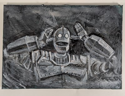 Lot 11 - THE IRON GIANT - ORIGINAL SIGNED PAINTING BY RICHARD BAZLEY