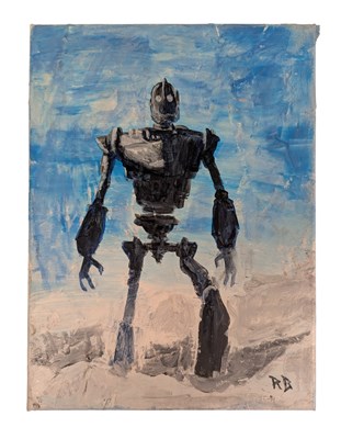 Lot 5 - THE IRON GIANT - ORIGINAL SIGNED PAINTING BY RICHARD BAZLEY