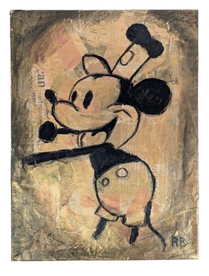Lot 15 - RICHARD BAZLEY (B.1962) - 'MICKEY MOUSE' - MIXED MEDIA PAINTING