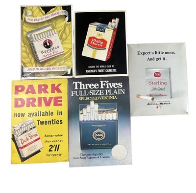 Lot 214 - TOBACCIANA - MIXED SELECTION OF FIVE ADVERTISING SHOWCARDS