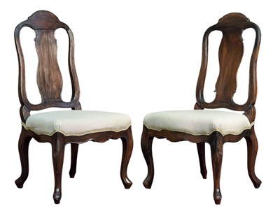 Lot 554 - PAIR OF DUTCH 18TH CENTURY QUEEN ANNE STYLE MAHOGANY CHAIRS