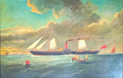 Lot 278 - 19TH CENTURY BRITISH MARITIME SCHOOL - OIL ON CANVAS PAINTING OF THE PS LYRA