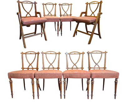 Lot 261 - SET OF EIGHT 19TH CENTURY ARTS & CRAFTS OAK WOOD DINING CHAIRS