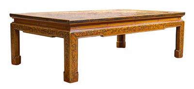 Lot 282 - 19TH CENTURY CHINESE CHINOISERIE LACQUERED LOW COFFEE TABLE