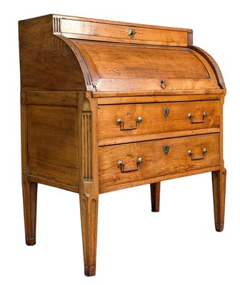 Lot 548 - FRENCH LOUIS XVI 19TH CENTURY FRUITWOOD PROVINVIAL ROLL TOP WRITING BUREAU
