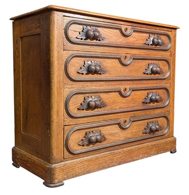 Lot 337 - AMERICAN 19TH CENTURY OAK WOOD CHEST OF DRAWERS