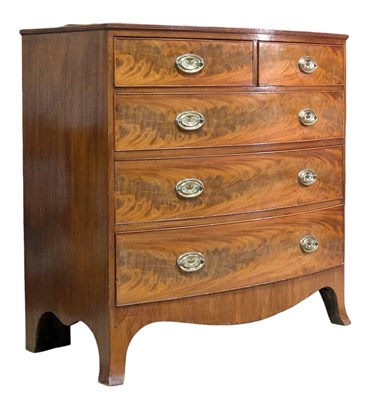Lot 550 - GEORGE III 19TH CENTURY FLAME MAHOGANY BOW FRONT CHEST OF DRAWERS