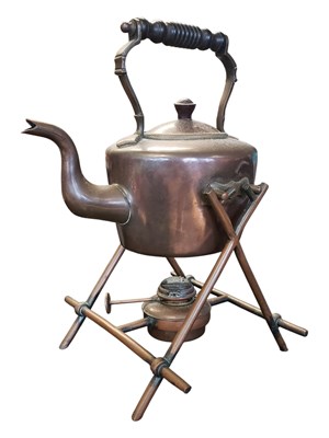 Lot 234 - VICTORIAN 19TH CENTURY BRASS SPIRIT KETTLE AND STAND